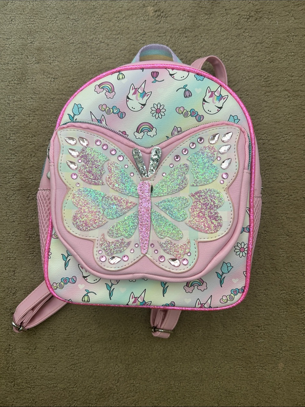 Pink Butterfly Kids Backpack - Sparkle Butterfly Design